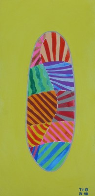 La Toile 'surf' Réalisation de Sylvie Thibault peinture acrylique, crayon sur papier